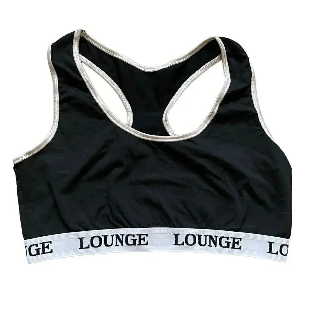 Lounge Black Womens Sporty Yoga Sports Bra SZ L